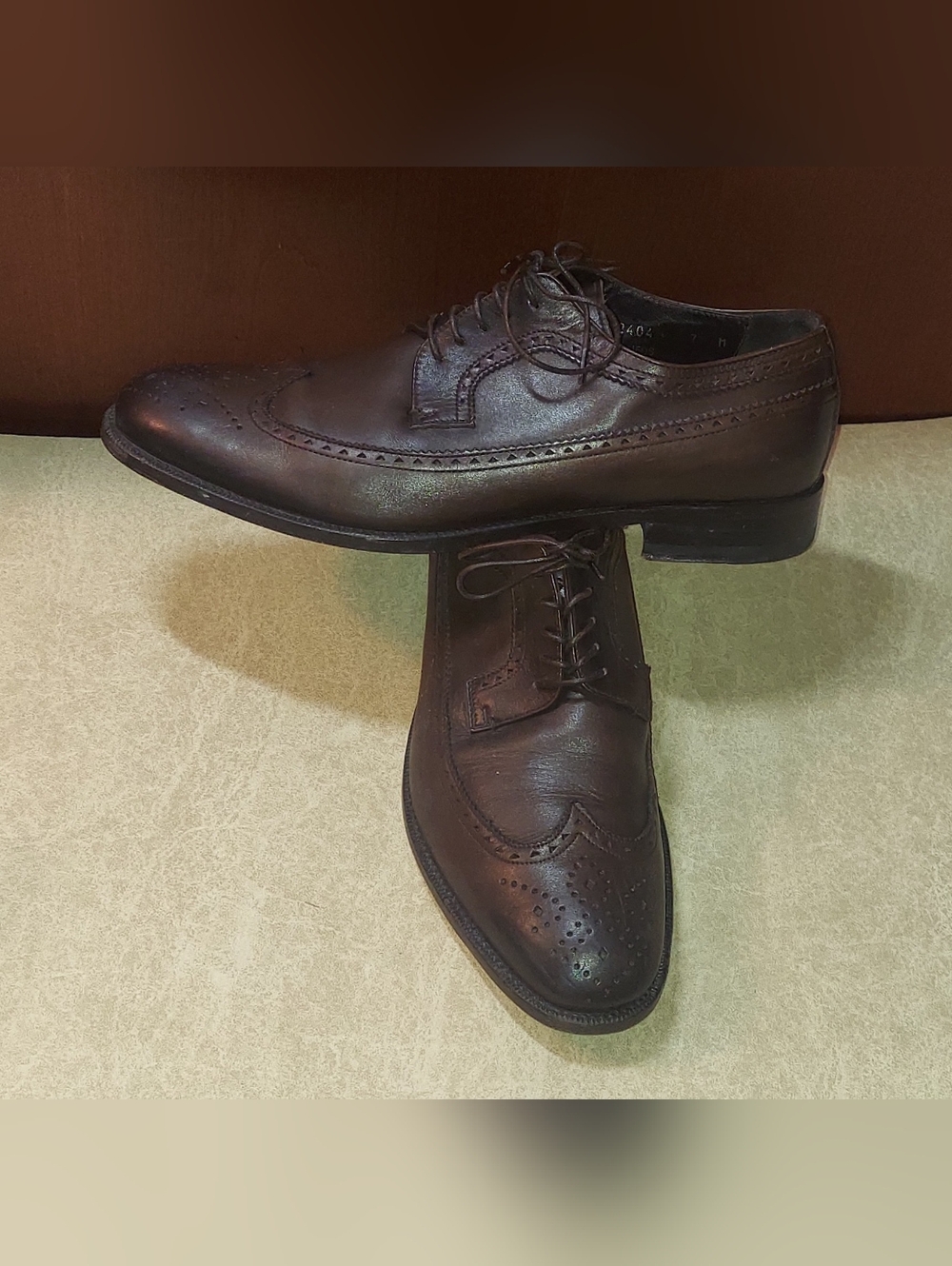 BRUNO MAGLI RUFOS 2404 MEN'S BROWN WINGTIP OXFORDS SIZE 7 M MADE IN ITALY